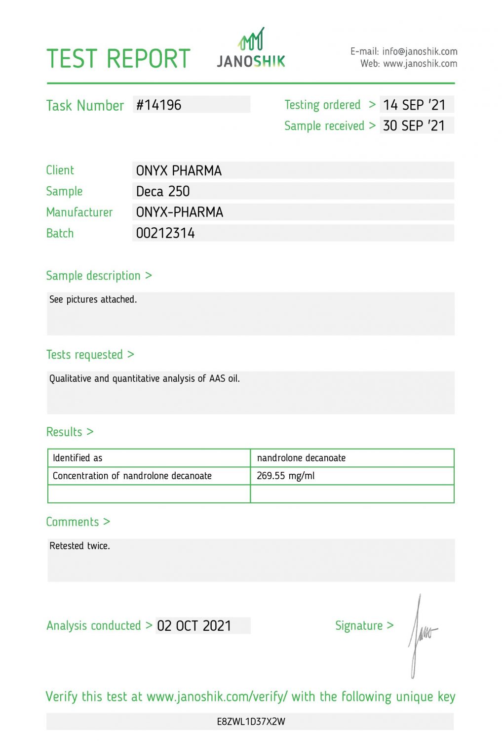 ONYX PHARMA - DECA (NANDROLONE DECANOATE) 250mg/ml 3