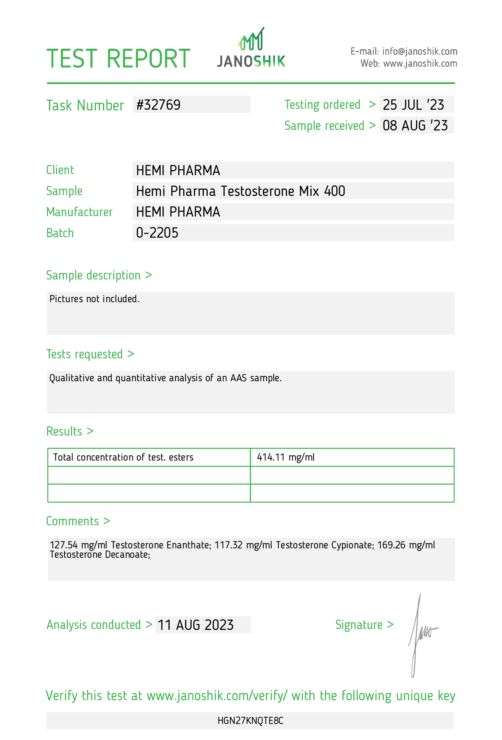 HEMI PHARMA – TESTOSTERONE MIX 400 (TEST 400), 400MG/ML, 10ML 3