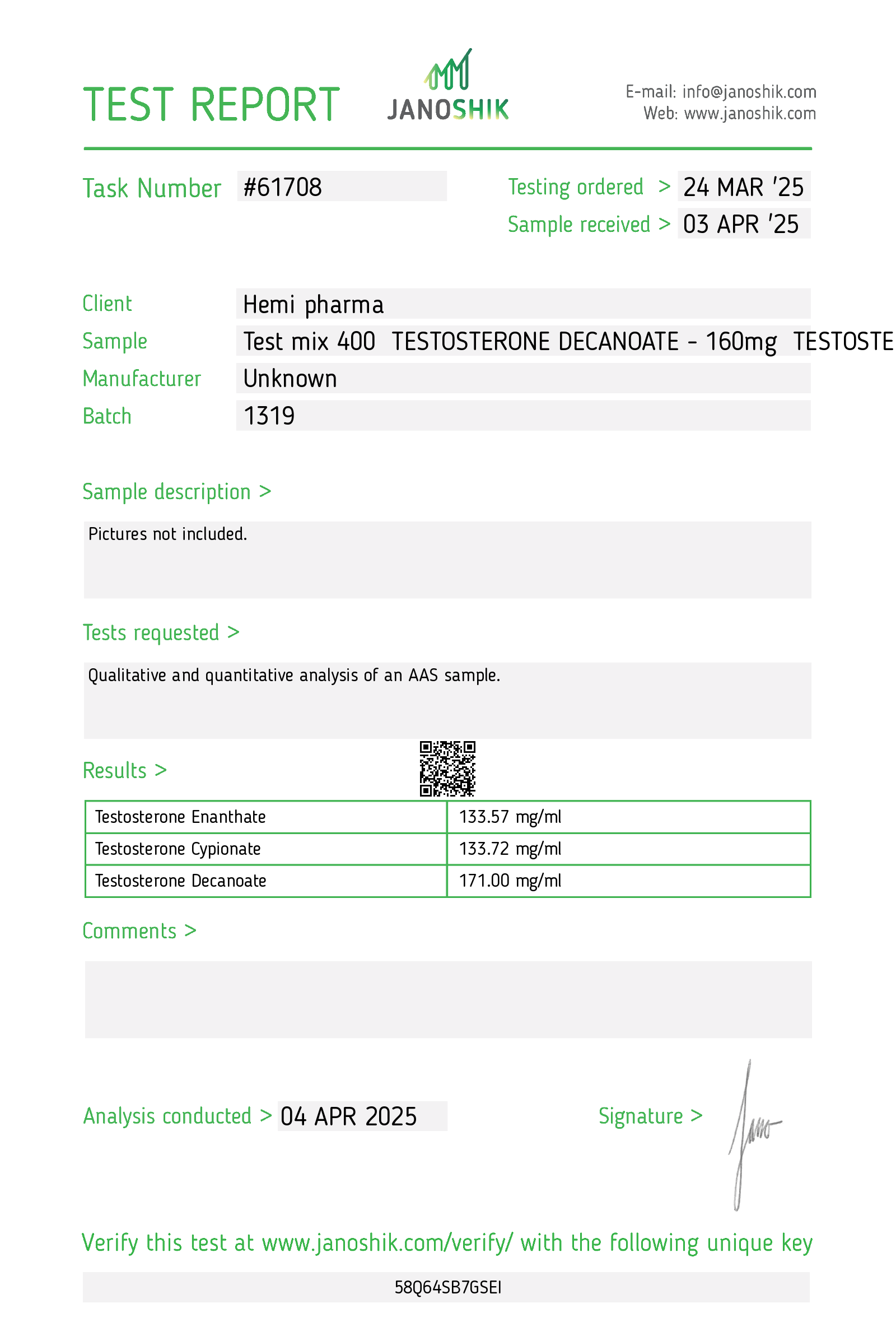 HEMI PHARMA – TESTOSTERONE MIX 400 (TEST 400), 400MG/ML, 10ML 7