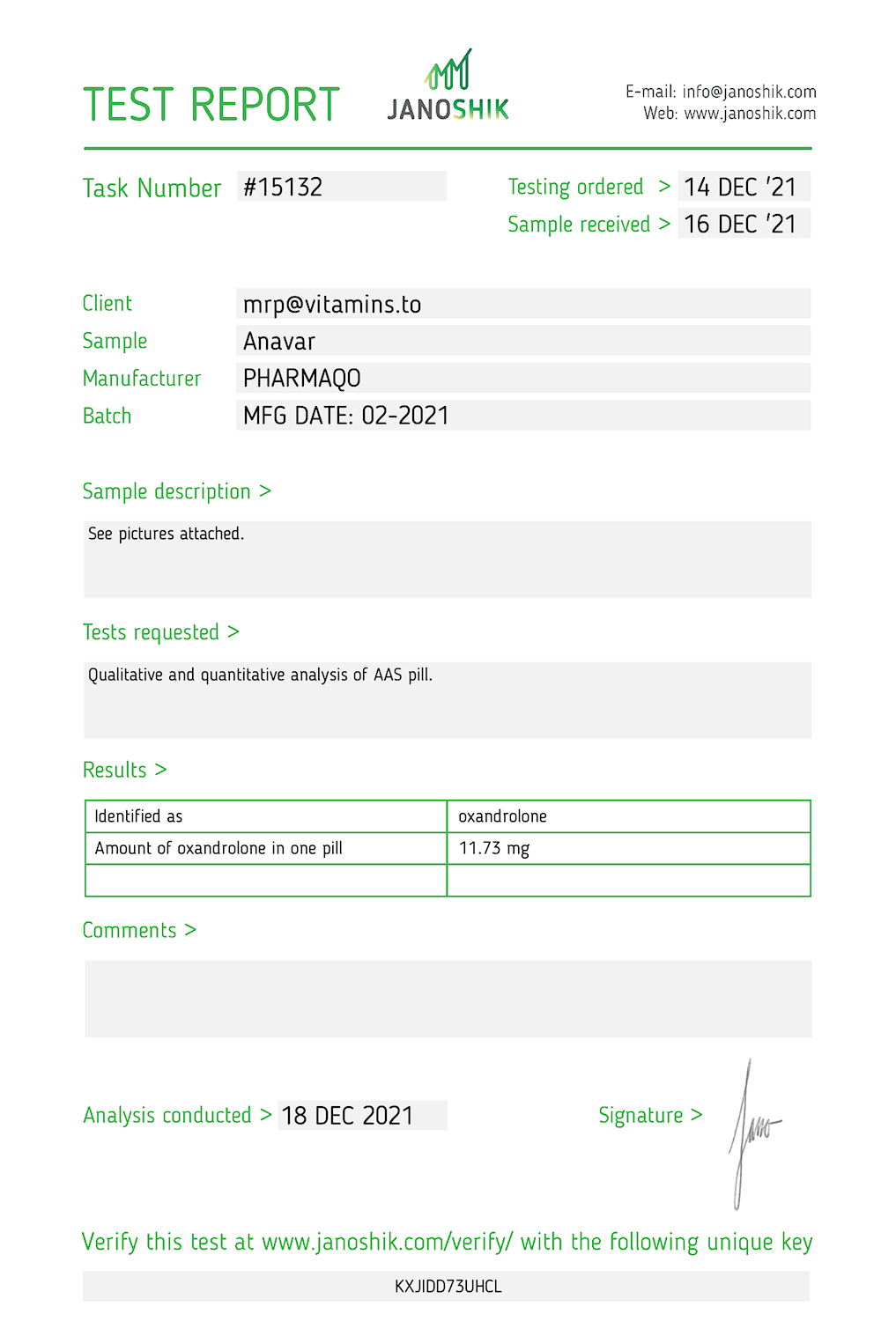 PHARMAQO LABS – ANAVAR (OXANDROLONE)10mg/tab, 100Tabs 7