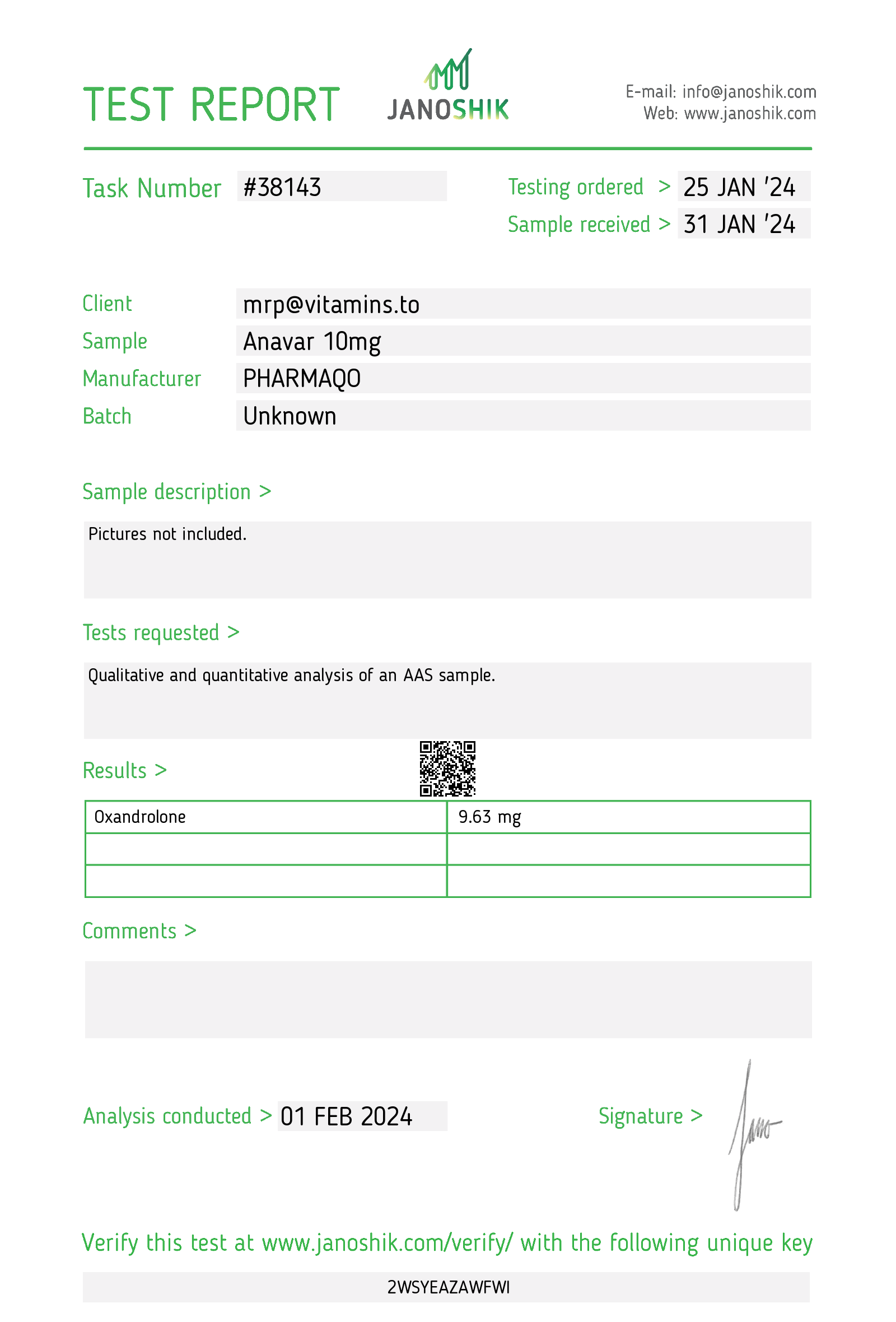 PHARMAQO LABS – ANAVAR (OXANDROLONE)10mg/tab, 100Tabs 3