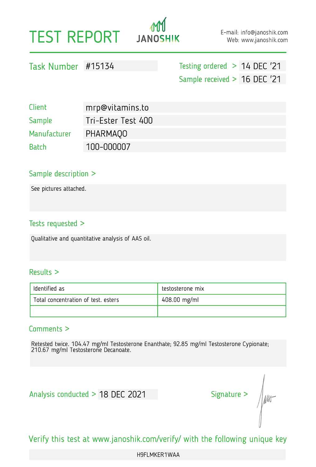 PHARMAQO LABS – TRI ESTER TEST (TRI-TEST) 400 Mg/ Ml, 10ml 7