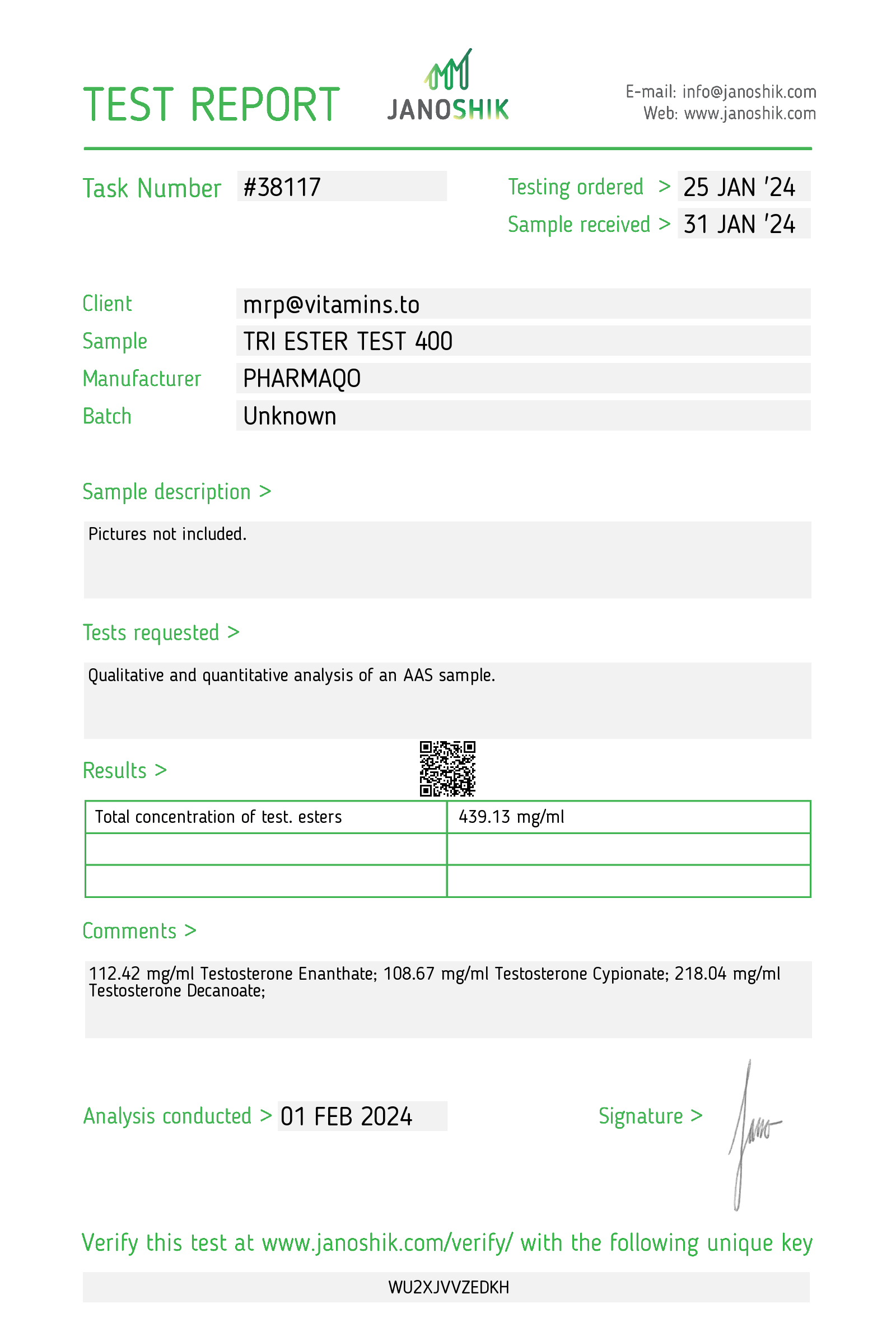 PHARMAQO LABS – TRI ESTER TEST (TRI-TEST) 400 Mg/ Ml, 10ml 3