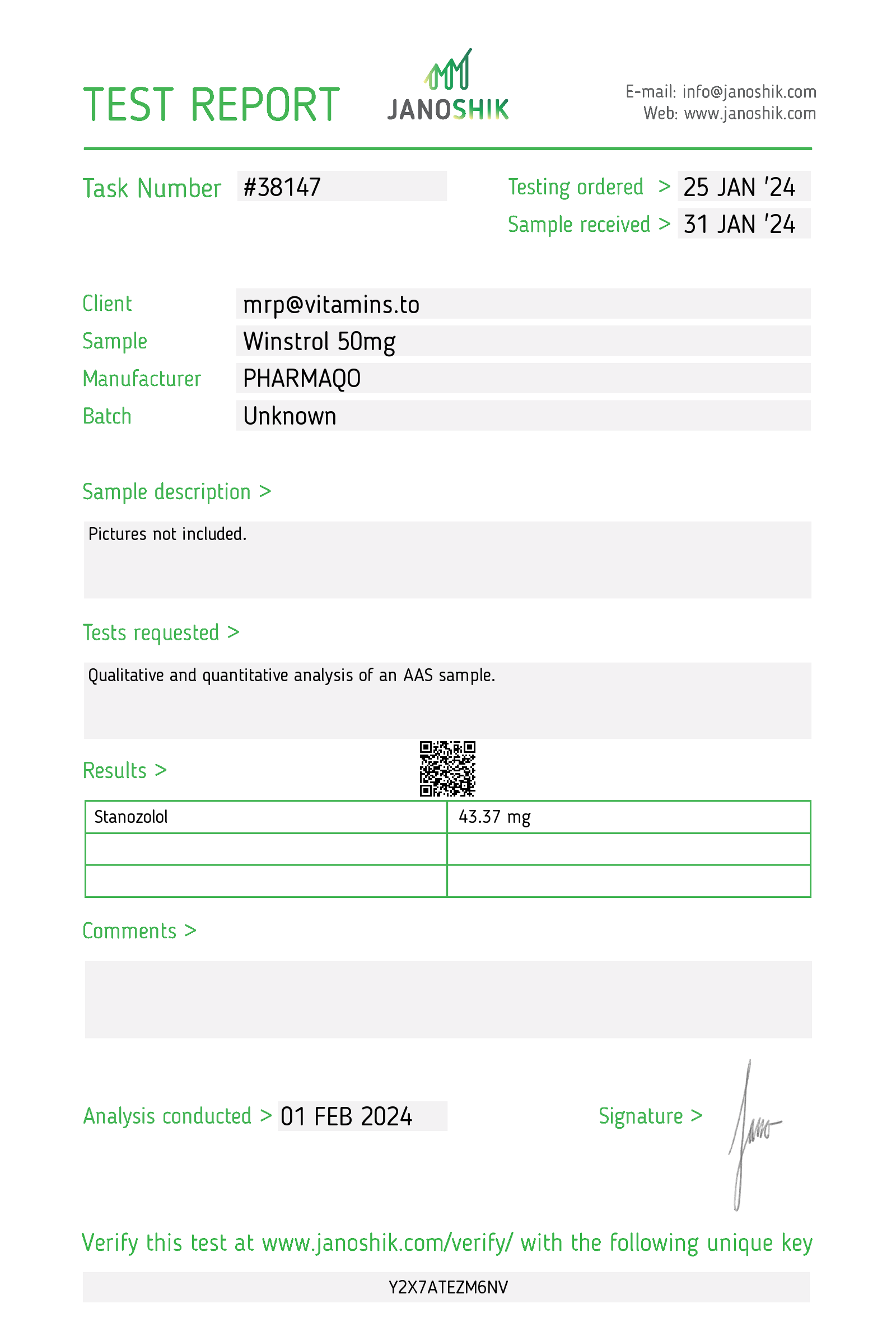 PHARMAQO LABS – WINSTROL 50 (STANOZOLOL) 50Mg/Tab, 60Tabs 5