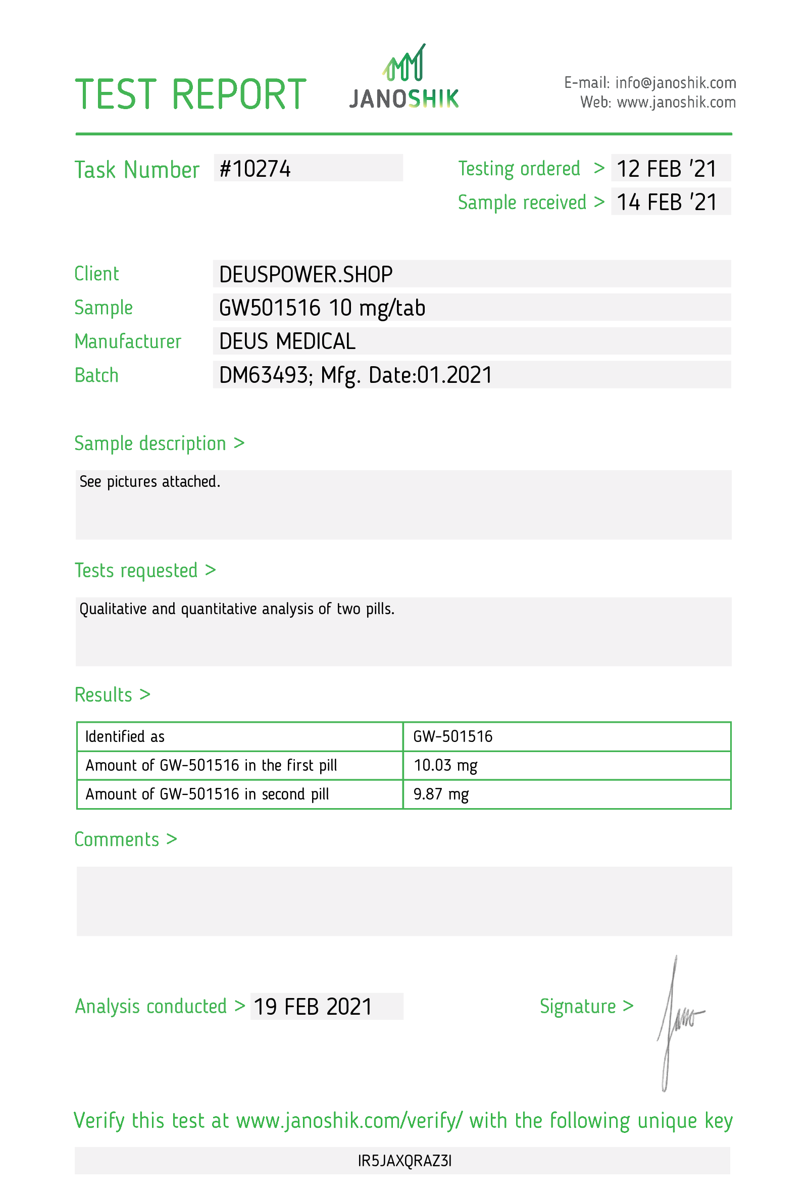 DEUS MEDICAL – GW501516 10 (CARDARINE), 10mg/ 50tabs 3