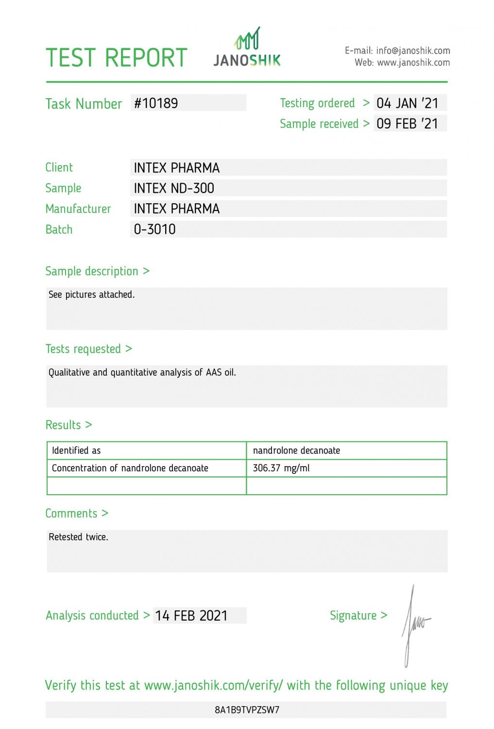 INTEX PHARMA - INTEX ND-300 (DECA, NANDOLONE DECANOATE) 300mg/ml, 10ml 3