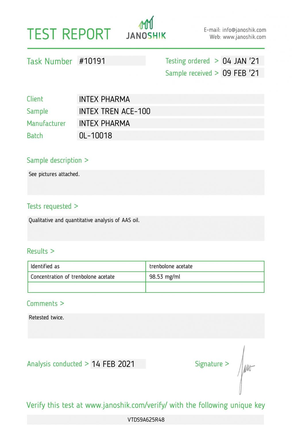 INTEX PHARMA - INTEX TREN ACE-100 (TRENBOLONE ACETATE) 100mg/ml, 10ml 3