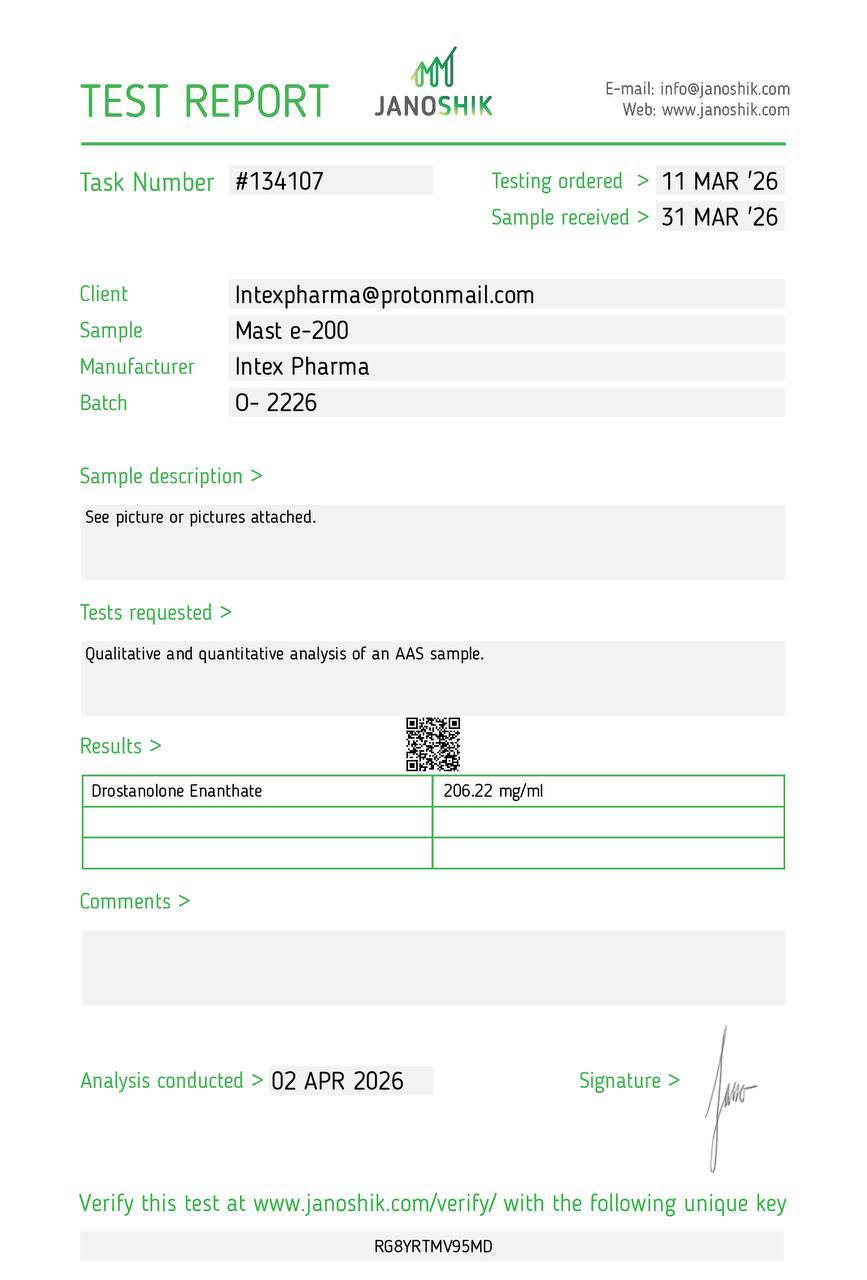 INTEX PHARMA - INTEX MAST E-200 (MASTERONE ENANTHATE, DROSTANOLONE) 200 mg/ml 7