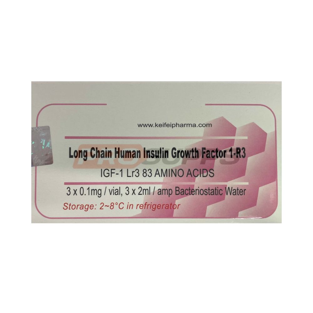 KEIFEI PHARMA - IGF 1-R3 LONG CHAIN HUMAN INSULIN GF, 0.1mg x 3 vials (BAC WATER INCLUDED) 1
