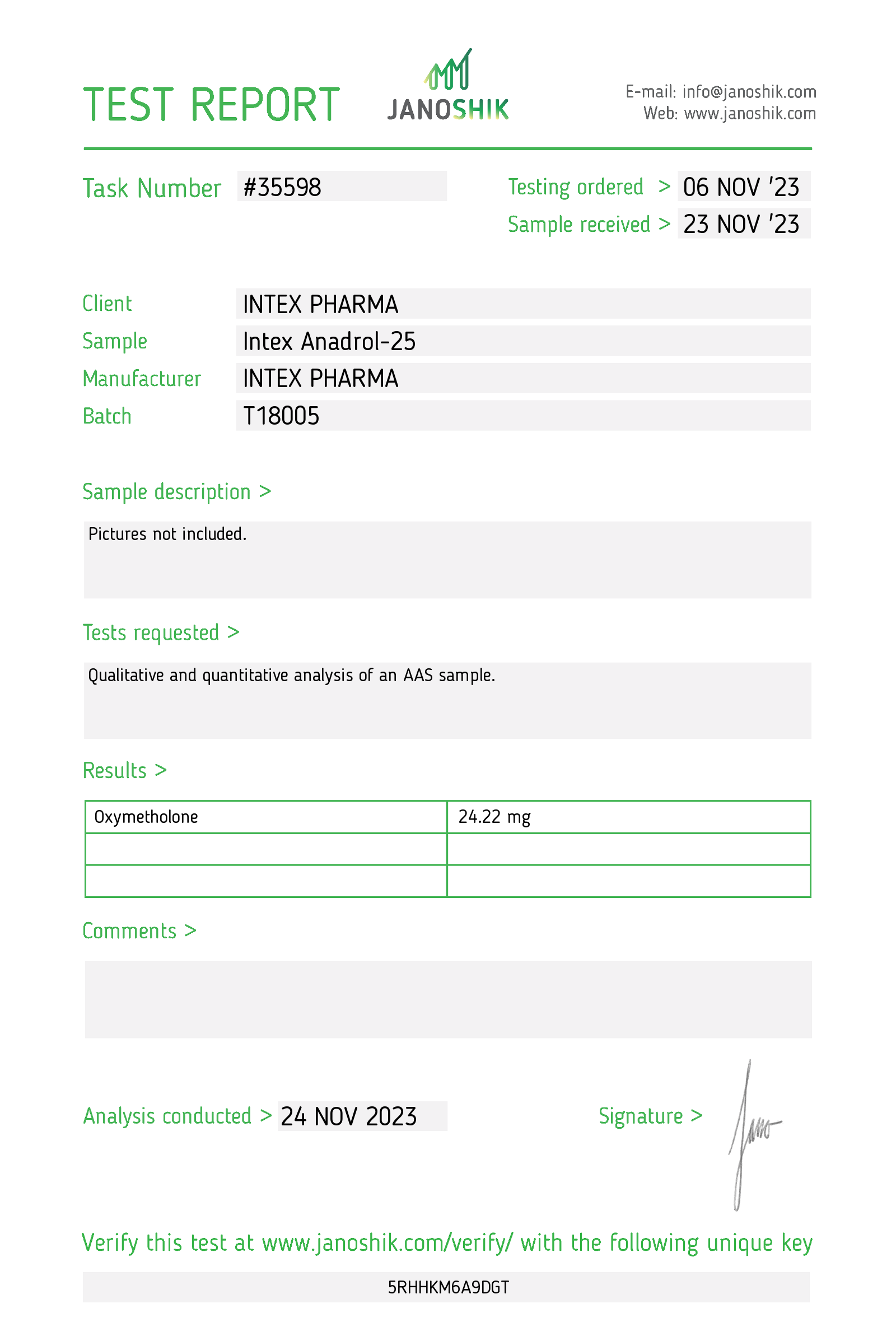 INTEX PHARMA - INTEXDROL - 25 (ANADROL, OXYMETHOLONE) 25mg/100tabs 5