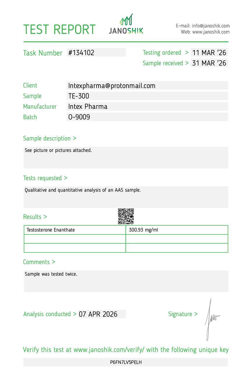INTEX PHARMA - INTEX TE-300 (TESTOSTERONE ENANTHATE, TEST E) 300mg/ml, 10ml 7