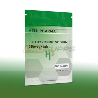 HEMI PHARMA – LIOTHYRONINE SODIUM (T3, T-3) 25mcg, 100 tabs