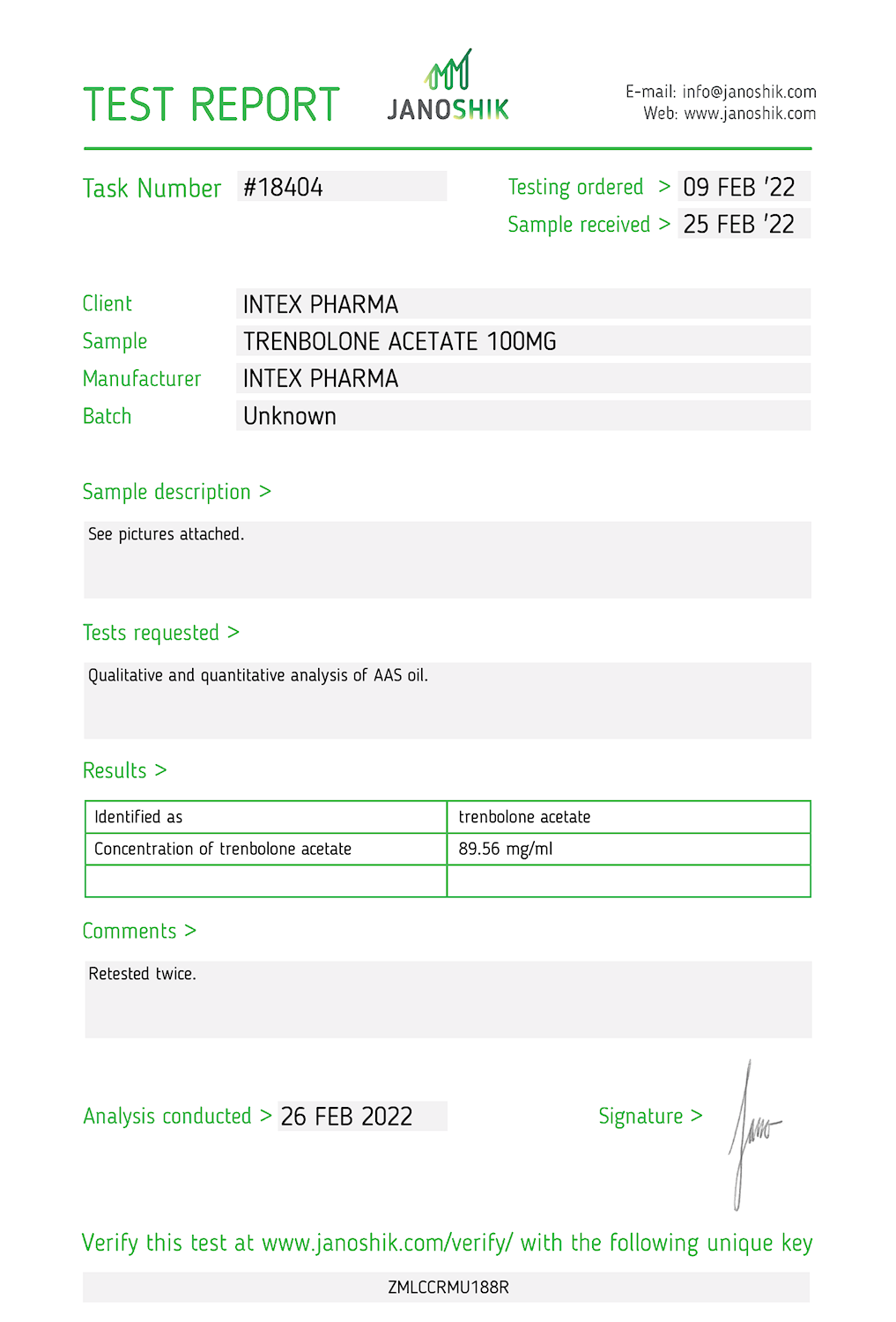 INTEX PHARMA - INTEX TREN ACE-100 (TRENBOLONE ACETATE) 100mg/ml, 10ml 7