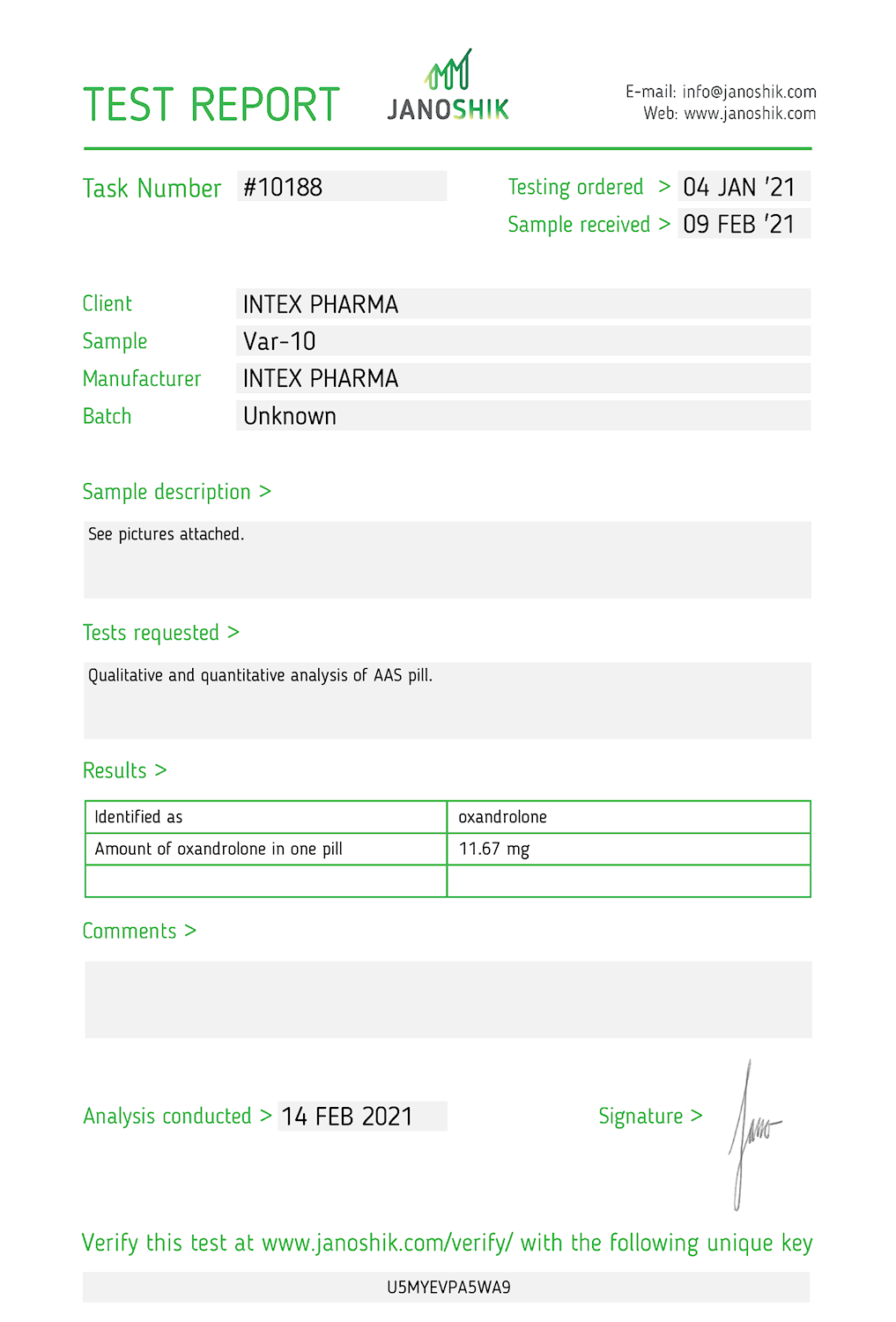 INTEX PHARMA - INTEX VAR-10 (ANAVAR, VAR, OXANDROLONE) 10mg/100tabs 7