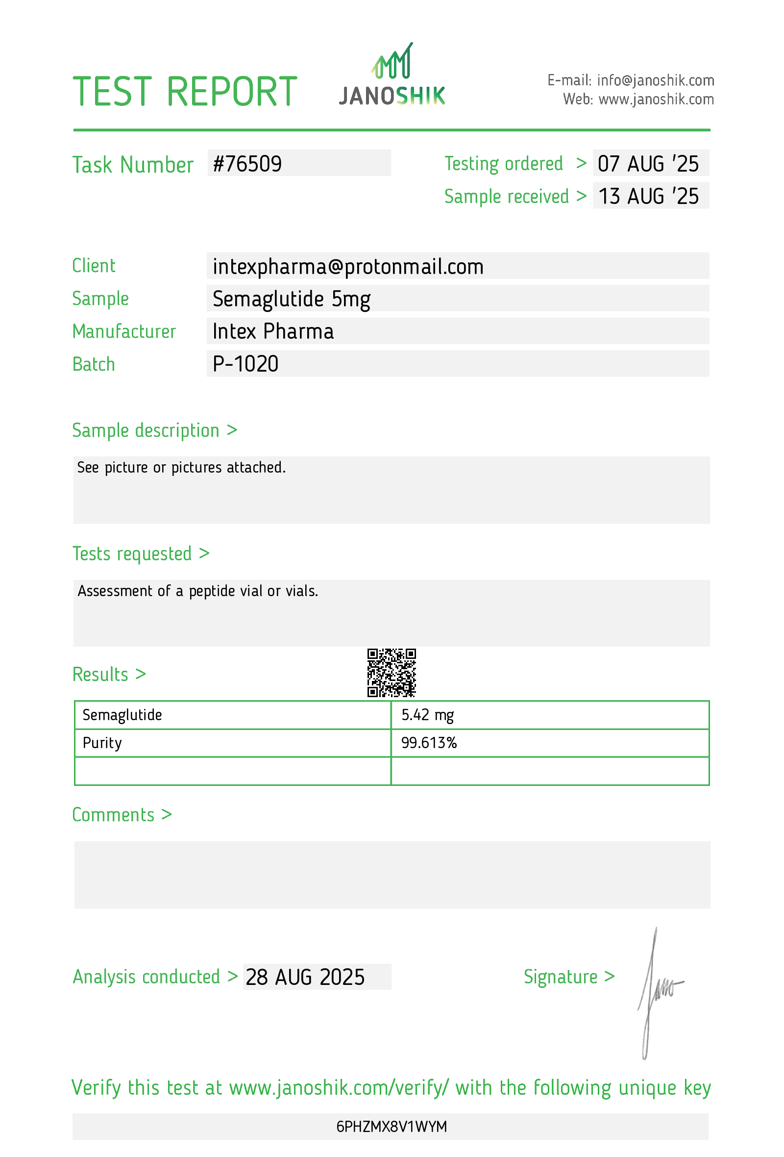 INTEX PHARMA – SEMAGLUTIDE (OZEMPIC), READY TO USE PEN, 5mg/3ml (1.66mg/ml) 5